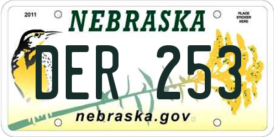 NE license plate DER253