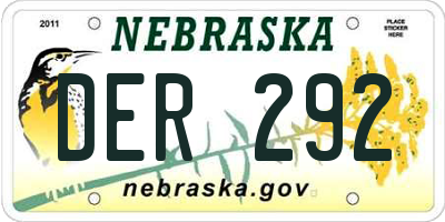 NE license plate DER292