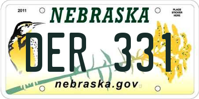 NE license plate DER331