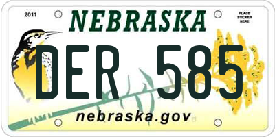 NE license plate DER585