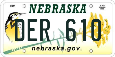 NE license plate DER610