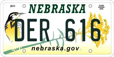 NE license plate DER616