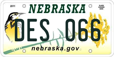 NE license plate DES066