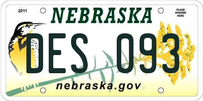 NE license plate DES093