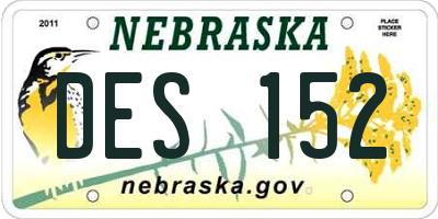 NE license plate DES152