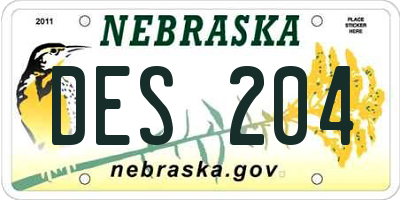 NE license plate DES204