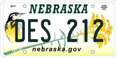 NE license plate DES212