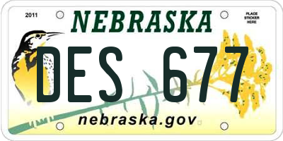NE license plate DES677