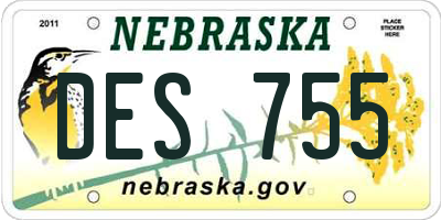 NE license plate DES755
