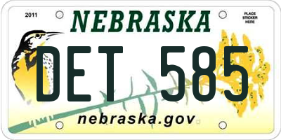 NE license plate DET585