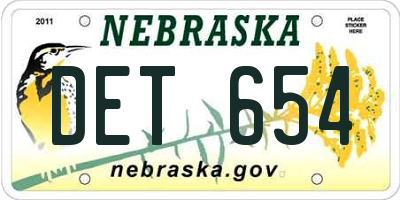 NE license plate DET654