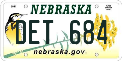 NE license plate DET684