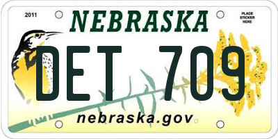 NE license plate DET709