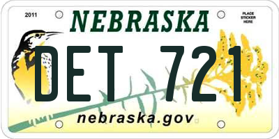 NE license plate DET721