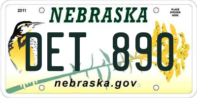 NE license plate DET890