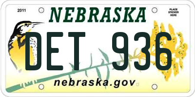 NE license plate DET936