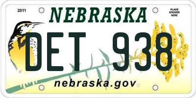 NE license plate DET938