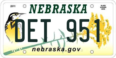 NE license plate DET951