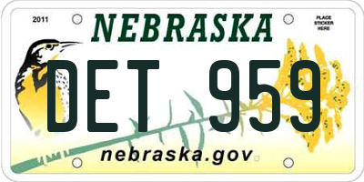 NE license plate DET959