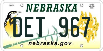 NE license plate DET967