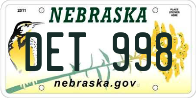 NE license plate DET998