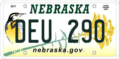 NE license plate DEU290
