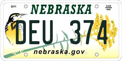 NE license plate DEU374
