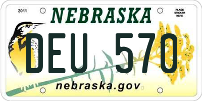 NE license plate DEU570