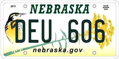 NE license plate DEU606