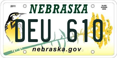 NE license plate DEU610
