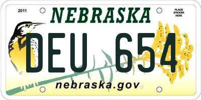 NE license plate DEU654