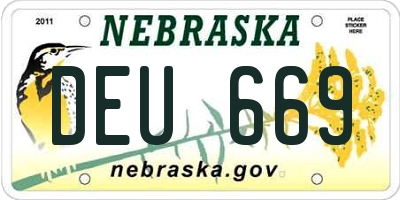 NE license plate DEU669