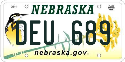 NE license plate DEU689