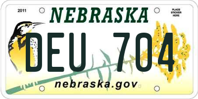 NE license plate DEU704