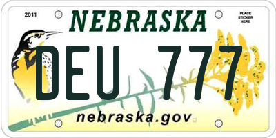 NE license plate DEU777