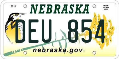 NE license plate DEU854