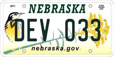 NE license plate DEV033