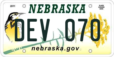 NE license plate DEV070