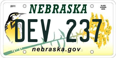 NE license plate DEV237