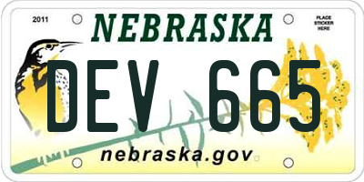 NE license plate DEV665