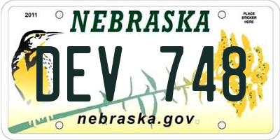 NE license plate DEV748