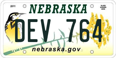 NE license plate DEV764
