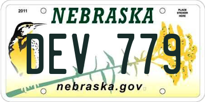 NE license plate DEV779