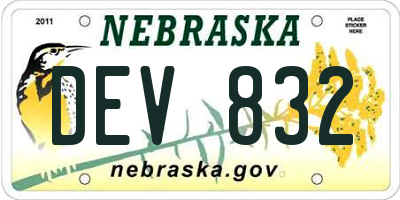 NE license plate DEV832