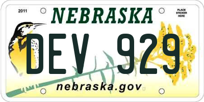 NE license plate DEV929