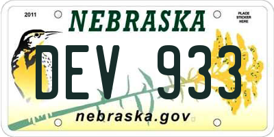 NE license plate DEV933