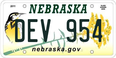 NE license plate DEV954