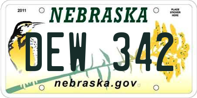 NE license plate DEW342