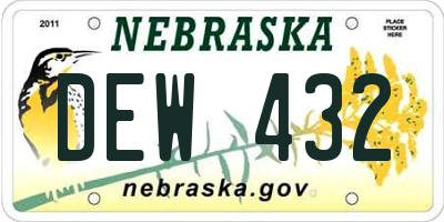 NE license plate DEW432