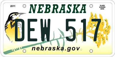 NE license plate DEW517